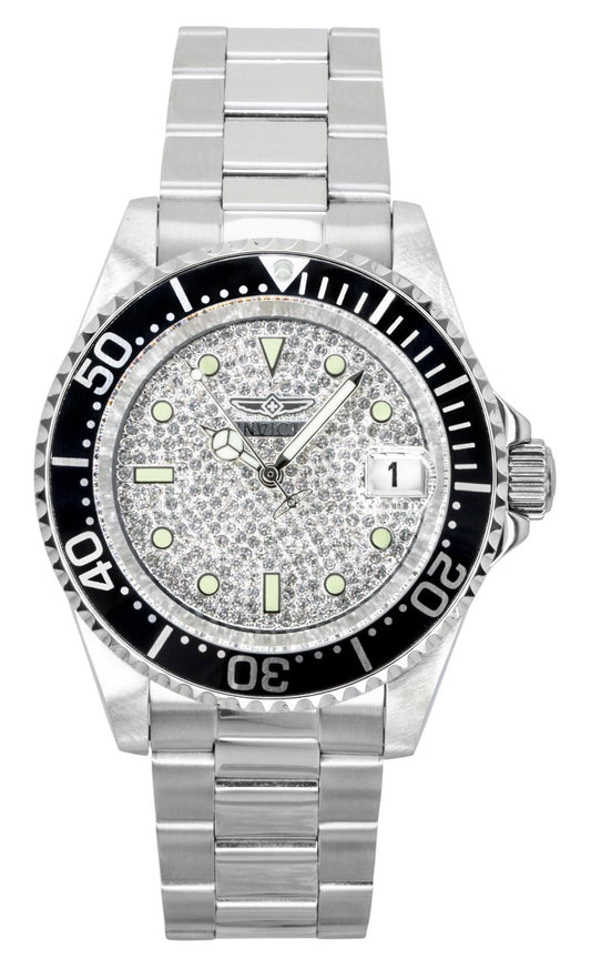 Invicta Pro Diver Edelstahl Silberfarbenes Zifferblatt Automatik Taucher 50278 200M Herrenuhr