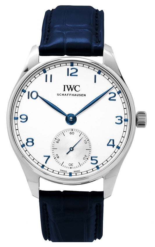 IWC Portugieser Lederarmband Silberfarbenes Zifferblatt Automatik IW358304 Herrenuhr