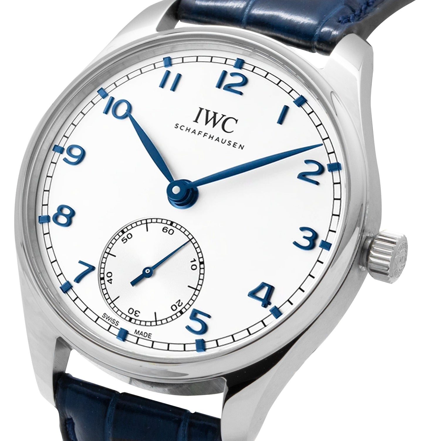 IWC Portugieser Lederarmband Silberfarbenes Zifferblatt Automatik IW358304 Herrenuhr