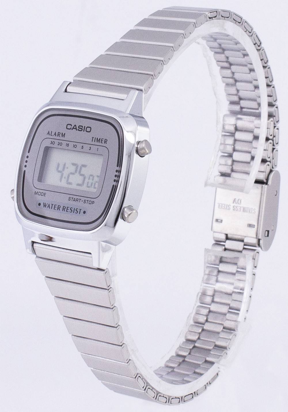 Casio Digital Edelstahl Alarm Timer LA670WA-7DF LA670WA-7 Damenuhr