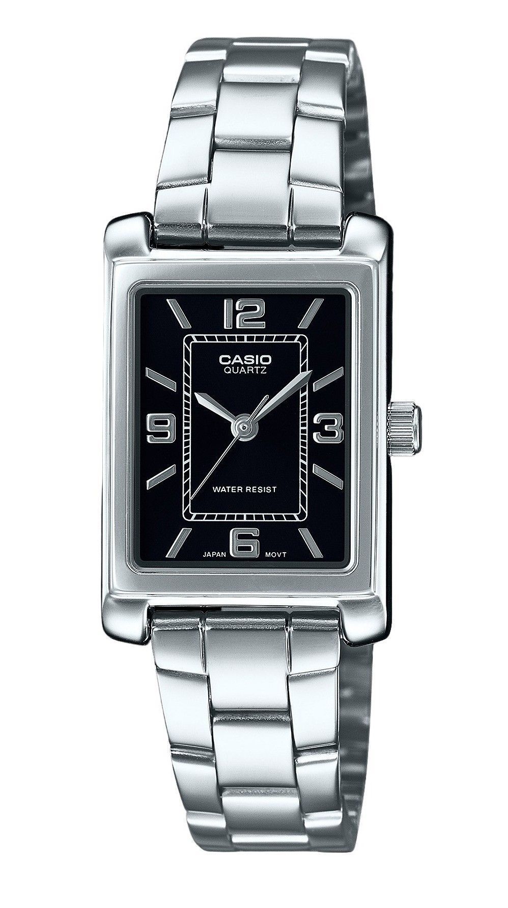 Casio Standard Analog Edelstahl Schwarzes Zifferblatt Quarz LTP-1234DD-1A Damenuhr