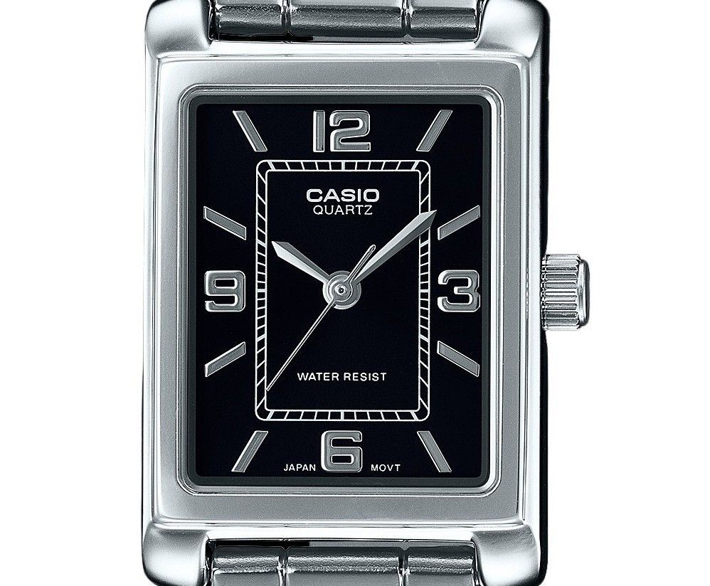 Casio Standard Analog Edelstahl Schwarzes Zifferblatt Quarz LTP-1234DD-1A Damenuhr