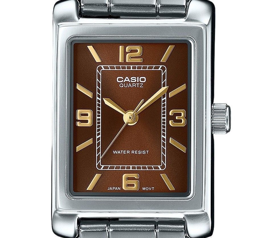 Casio Standard Analog Edelstahl Braunes Zifferblatt Quarz LTP-1234DD-5A Damenuhr