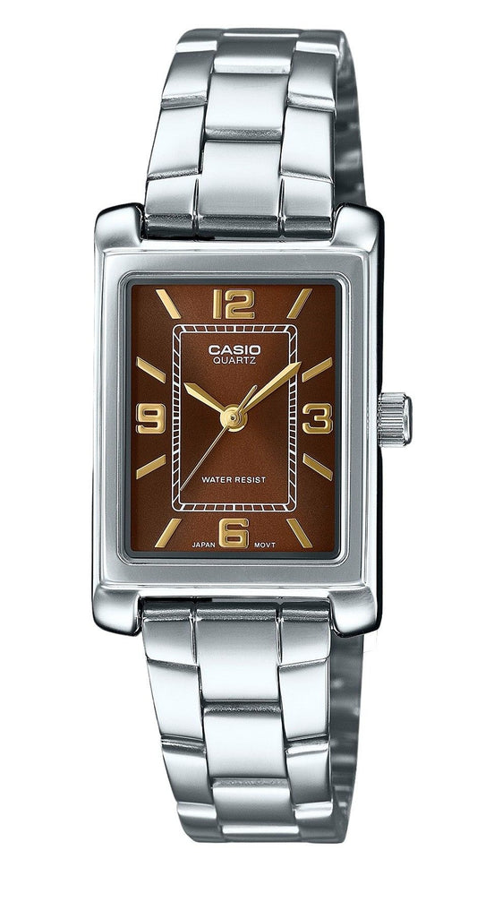 Casio Standard Analog Edelstahl Braunes Zifferblatt Quarz LTP-1234DD-5A Damenuhr