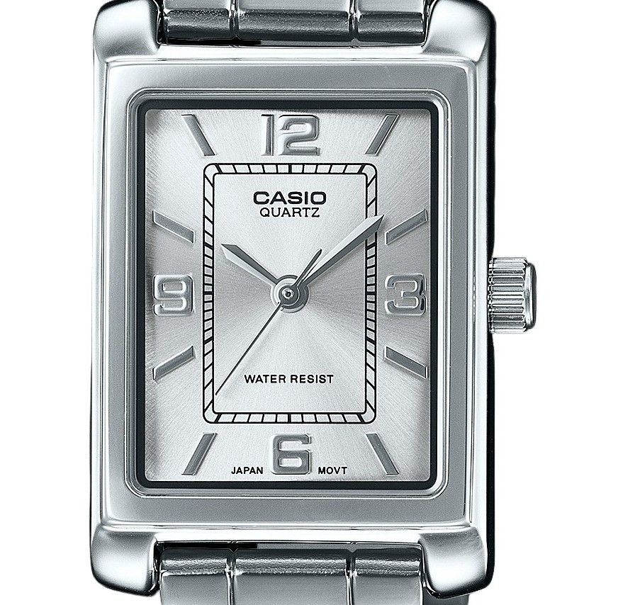 Casio Standard Analog Edelstahl Silberfarbenes Zifferblatt Quarz LTP-1234DD-7A Damenuhr