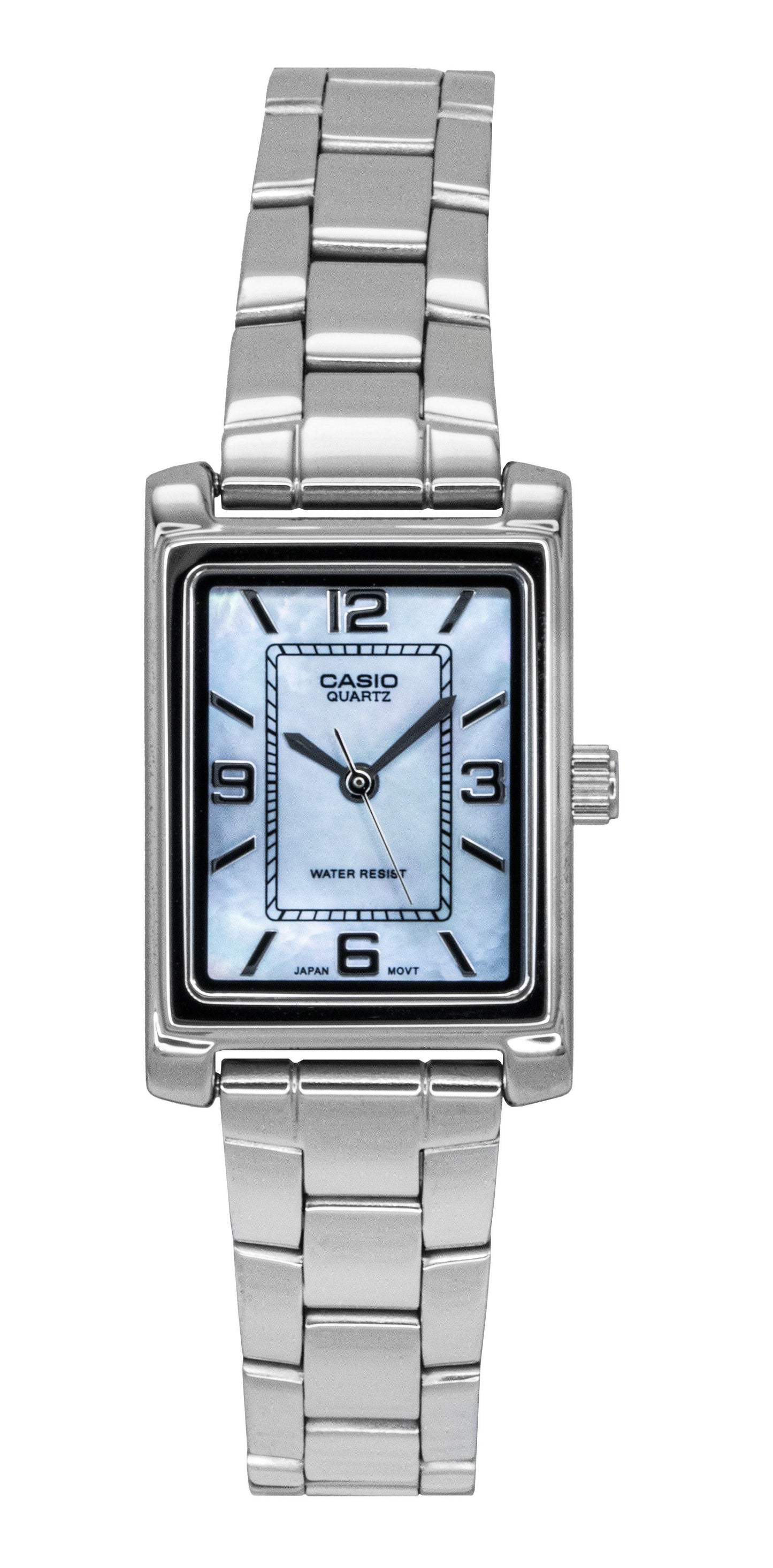 Casio Standard Analog Edelstahl Perlmutt-Zifferblatt Quarz LTP-1234DS-2A Damenuhr