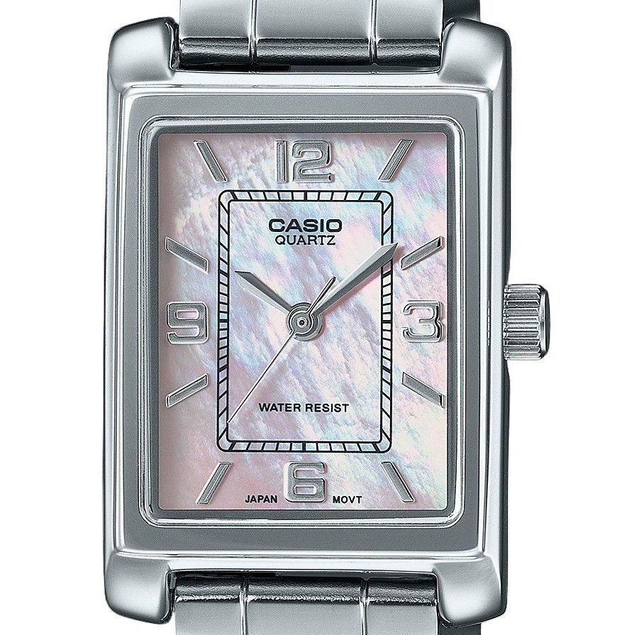 Casio Standard Analog Edelstahl Perlmutt-Zifferblatt Quarz LTP-1234DS-4A Damenuhr
