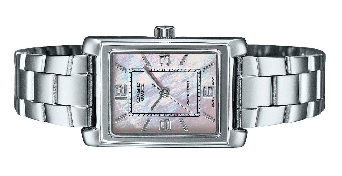 Casio Standard Analog Edelstahl Perlmutt-Zifferblatt Quarz LTP-1234DS-4A Damenuhr
