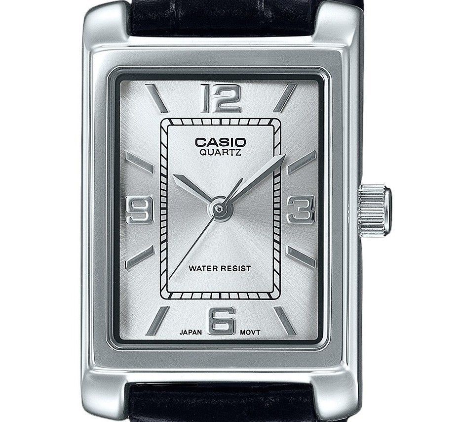 Casio Standard Analog Lederarmband Silberfarbenes Zifferblatt Quarz LTP-1234LL-7A Damenuhr