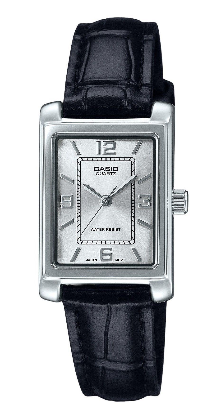 Casio Standard Analog Lederarmband Silberfarbenes Zifferblatt Quarz LTP-1234LL-7A Damenuhr