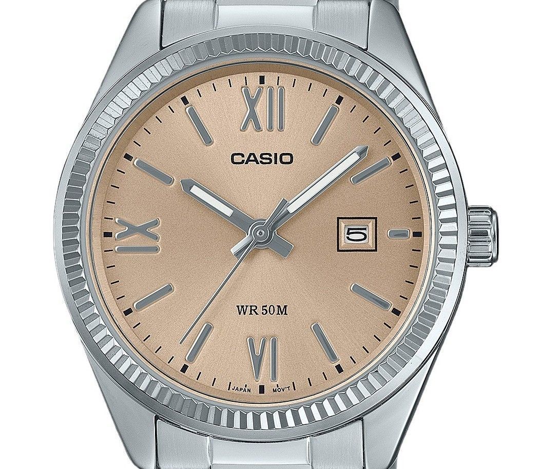 Casio Standard Analog Edelstahl Peach Dial Quarz LTP-1302DD-4A2V Damenuhr