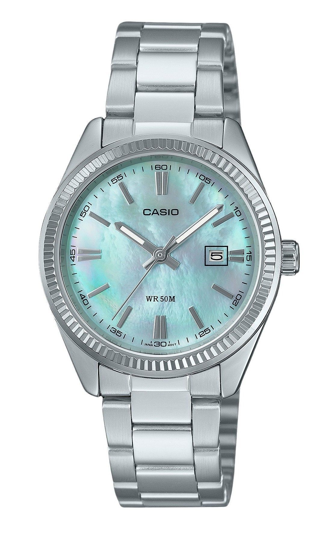 Casio Standard Analog Edelstahl Perlmutt-Zifferblatt Quarz LTP-1302DS-2AV Damenuhr