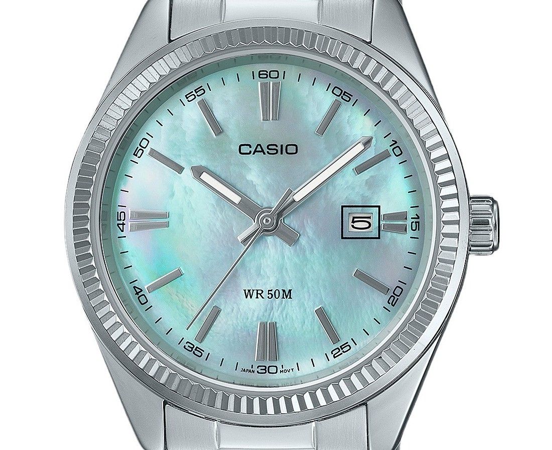 Casio Standard Analog Edelstahl Perlmutt-Zifferblatt Quarz LTP-1302DS-2AV Damenuhr