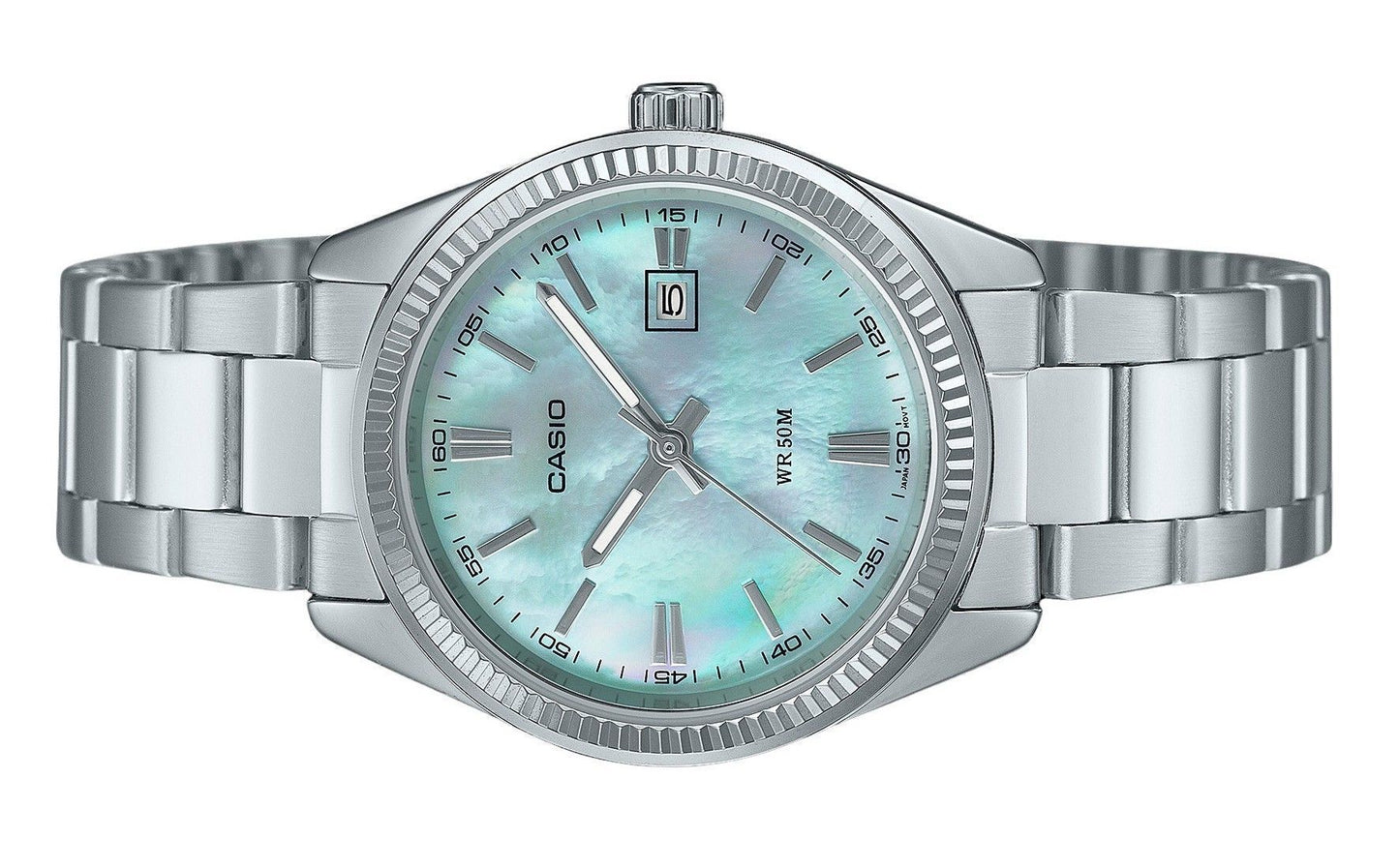 Casio Standard Analog Edelstahl Perlmutt-Zifferblatt Quarz LTP-1302DS-2AV Damenuhr