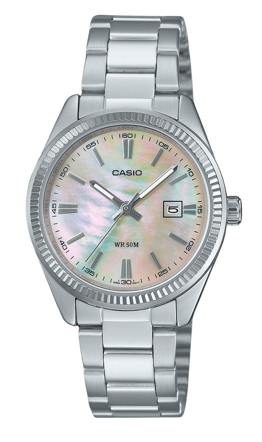 Casio Standard Analog Edelstahl Perlmutt-Zifferblatt Quarz LTP-1302DS-4AV Damenuhr
