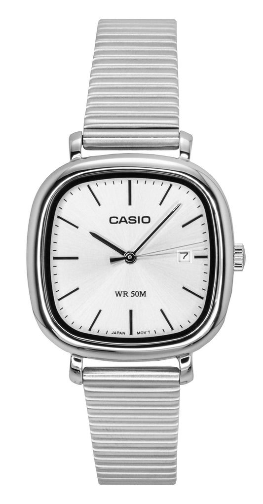Casio Standard Analog Edelstahl Silberfarbenes Zifferblatt Quarz LTP-B166D-7AV Damenuhr