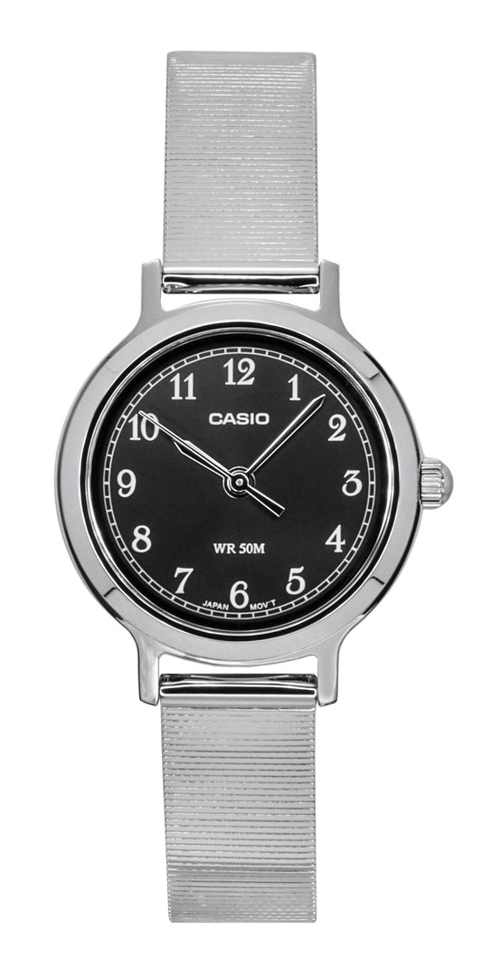 Casio Standard Analog Edelstahl Schwarzes Zifferblatt Quarz LTP-B170D-1BV Damenuhr