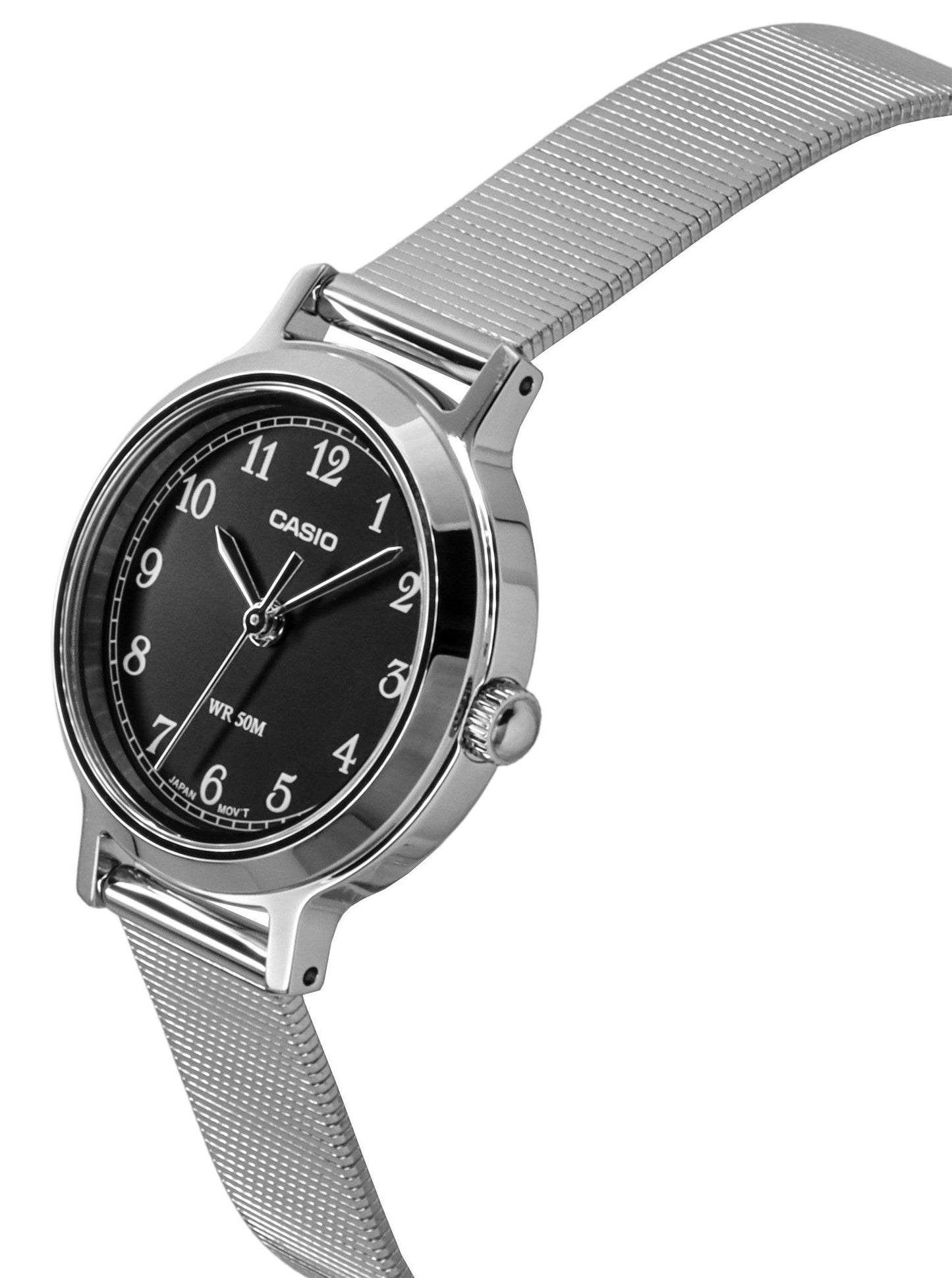 Casio Standard Analog Edelstahl Schwarzes Zifferblatt Quarz LTP-B170D-1BV Damenuhr