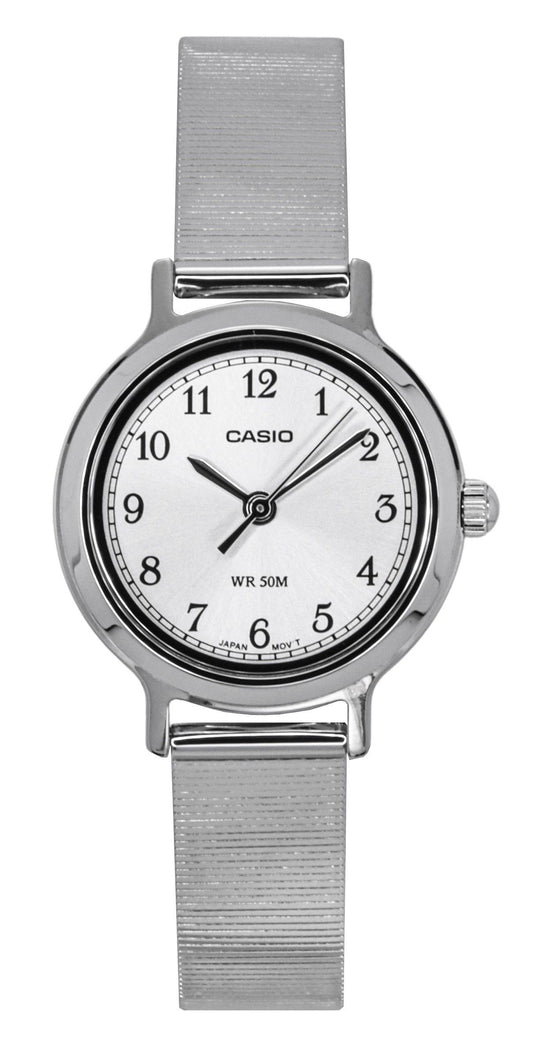 Casio Standard Analog Edelstahl Silberfarbenes Zifferblatt Quarz LTP-B170D-7BV Damenuhr
