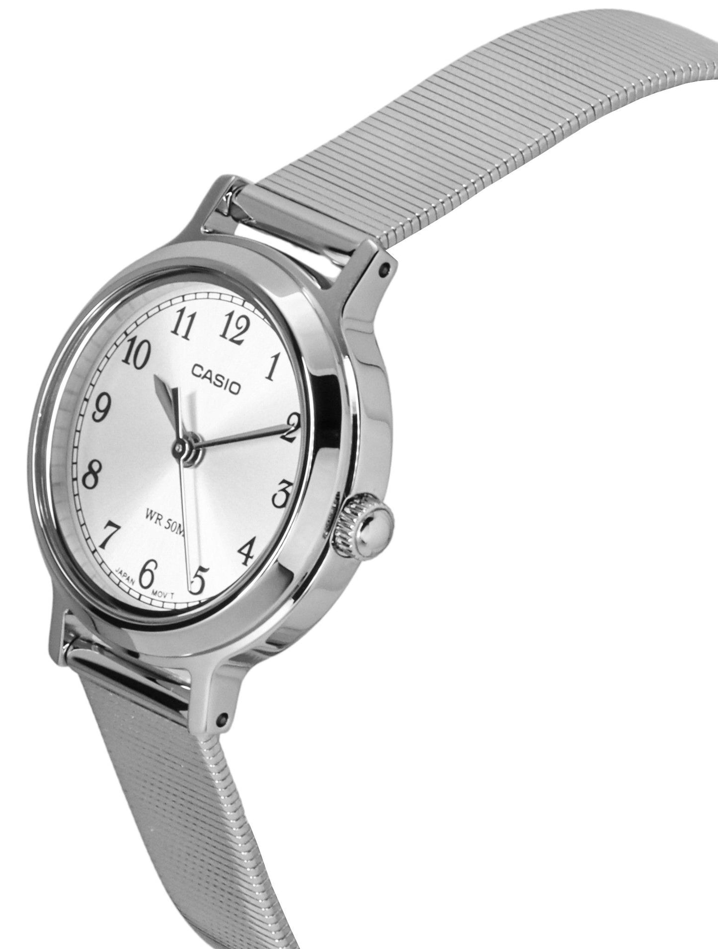 Casio Standard Analog Edelstahl Silberfarbenes Zifferblatt Quarz LTP-B170D-7BV Damenuhr