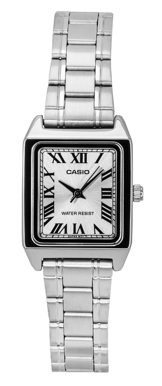 Casio Standard Analog Edelstahl Silberfarbenes Zifferblatt Quarz LTP-V007D-7B Damenuhr