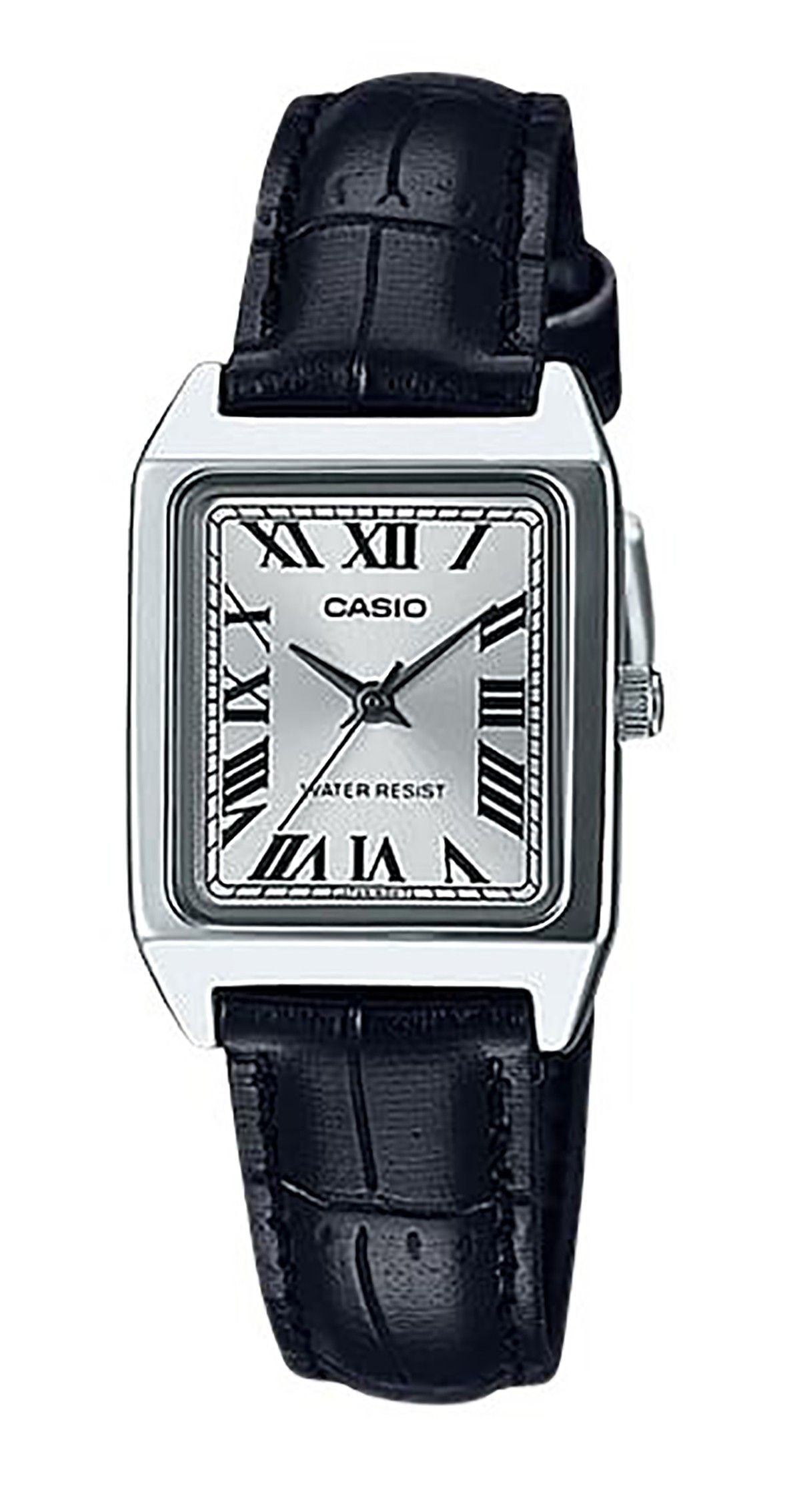 Casio Standard Analog Lederarmband Silberfarbenes Zifferblatt Quarz LTP-V007L-7B1 Damenuhr