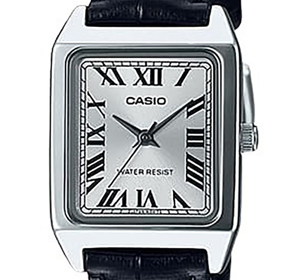Casio Standard Analog Lederarmband Silberfarbenes Zifferblatt Quarz LTP-V007L-7B1 Damenuhr