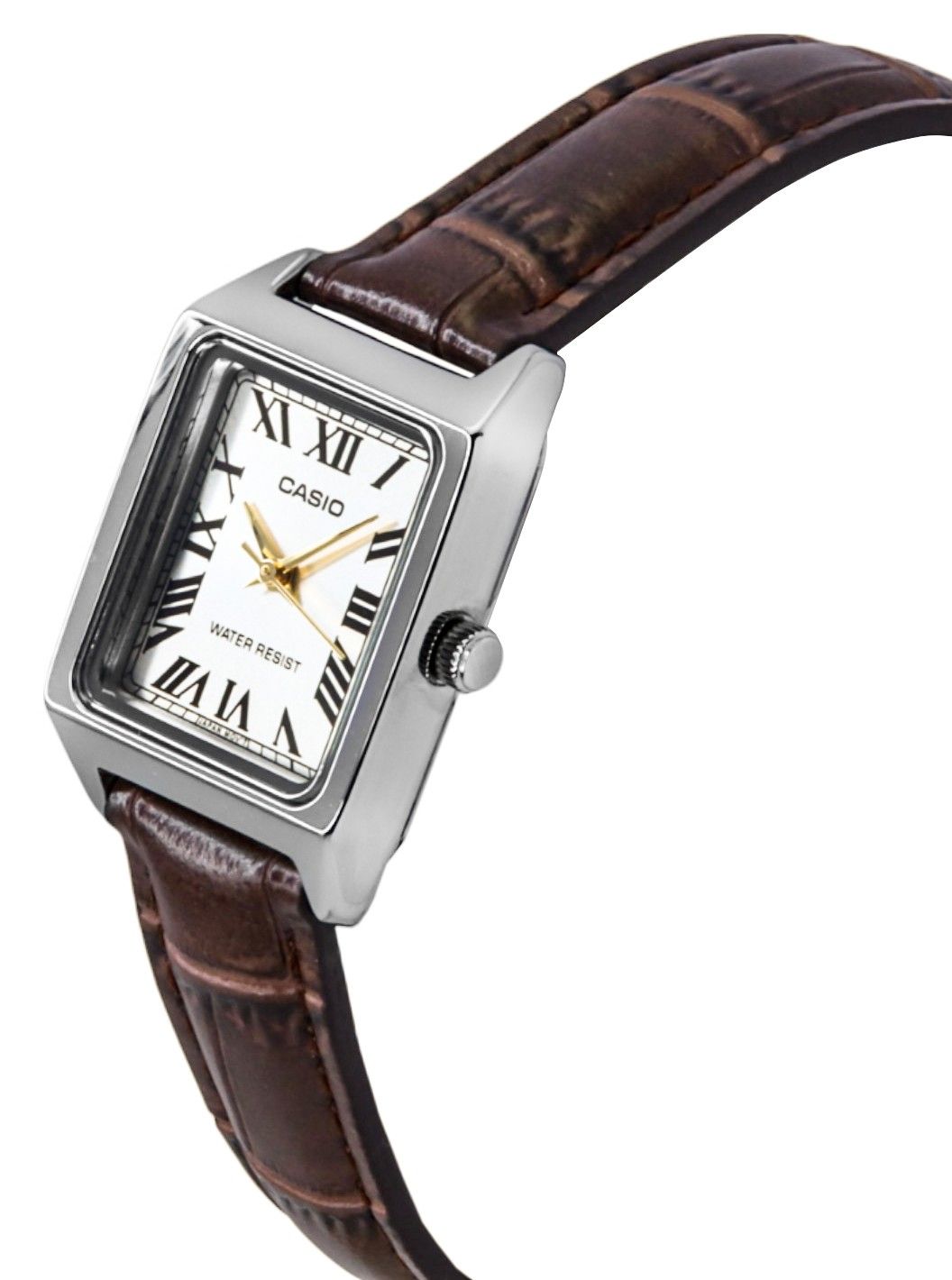 Casio Standard Analog Lederarmband Silberfarbenes Zifferblatt Quarz LTP-V007L-9B Damenuhr