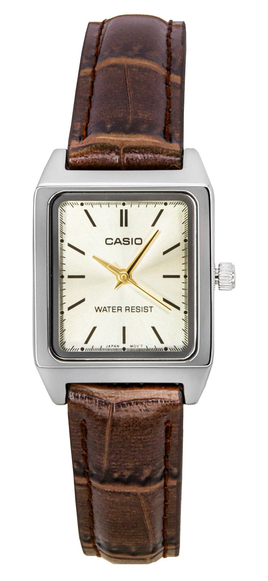 Casio Standard Analog Lederarmband Ivory Dial Quarz LTP-V007L-9E Damenuhr