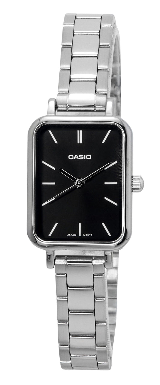 Casio Analog Edelstahl Schwarzes Zifferblatt Quarz LTP-V009D-1E  Damenuhr