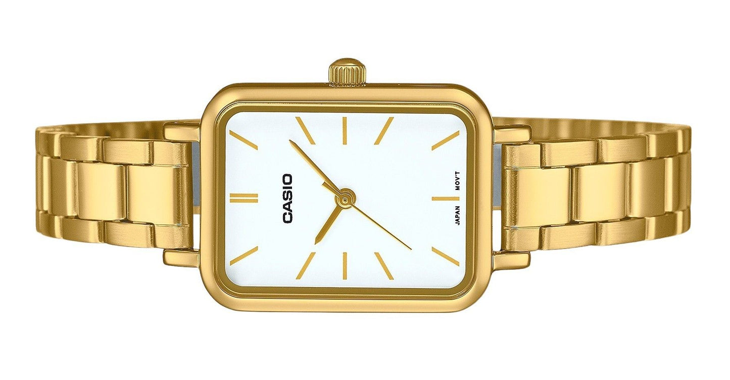 Casio Standard Analog Goldfarben Edelstahl White Dial Quarz LTP-V009G-7E Damenuhr