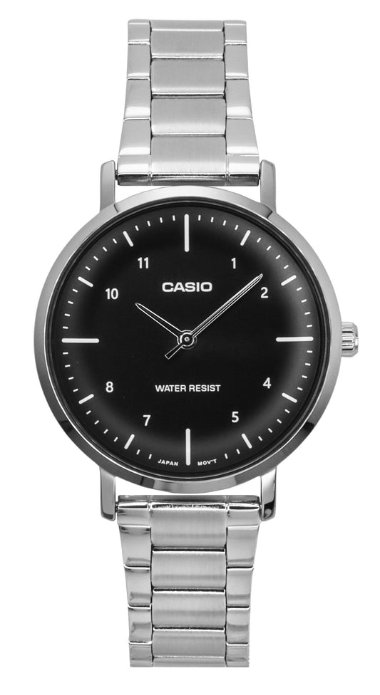 Casio Standard Analog Edelstahl Schwarzes Zifferblatt Quarz LTP-VT03D-1B Damenuhr