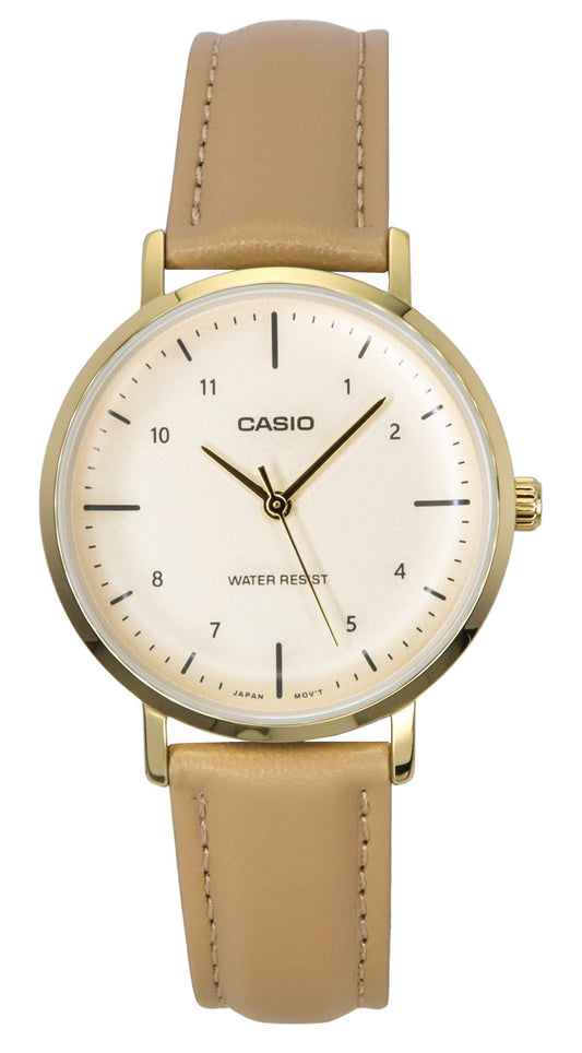 Casio Standard Analog Lederarmband Salmon Dial Quarz LTP-VT03GL-4B Damenuhr