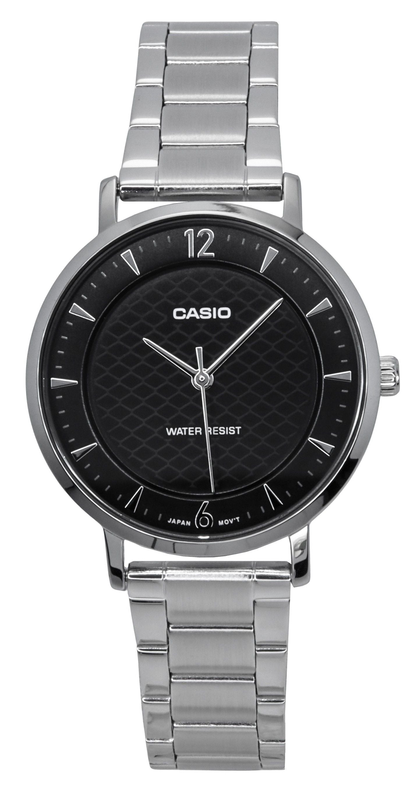 Casio Standard Analog Edelstahl Schwarzes Zifferblatt Quarz LTP-VT04D-1A Damenuhr