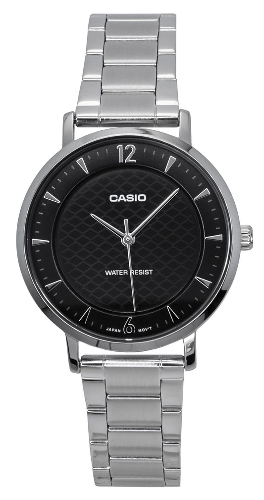 Casio Standard Analog Edelstahl Schwarzes Zifferblatt Quarz LTP-VT04D-1A Damenuhr