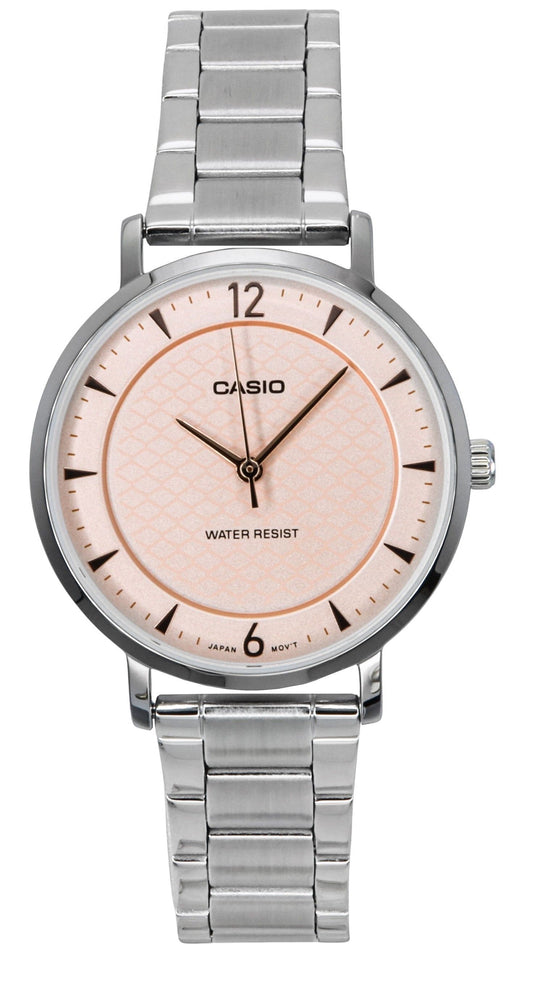 Casio Standard Analog Edelstahl Salmon Dial Quarz LTP-VT04D-4A Damenuhr