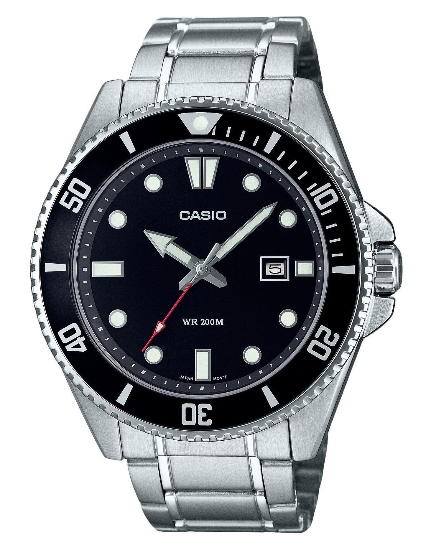 Casio Standard Analog Edelstahl Schwarzes Zifferblatt Quarz MDV-107D-1A1 200M Herrenuhr