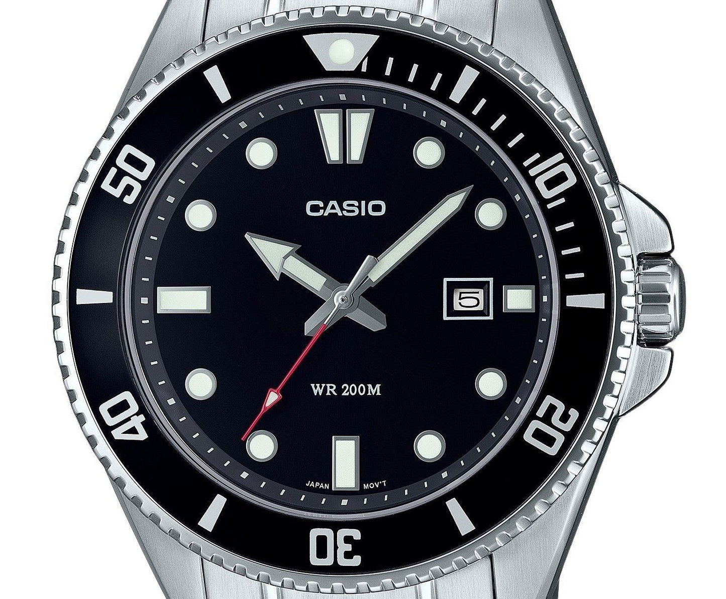 Casio Standard Analog Edelstahl Schwarzes Zifferblatt Quarz MDV-107D-1A1 200M Herrenuhr