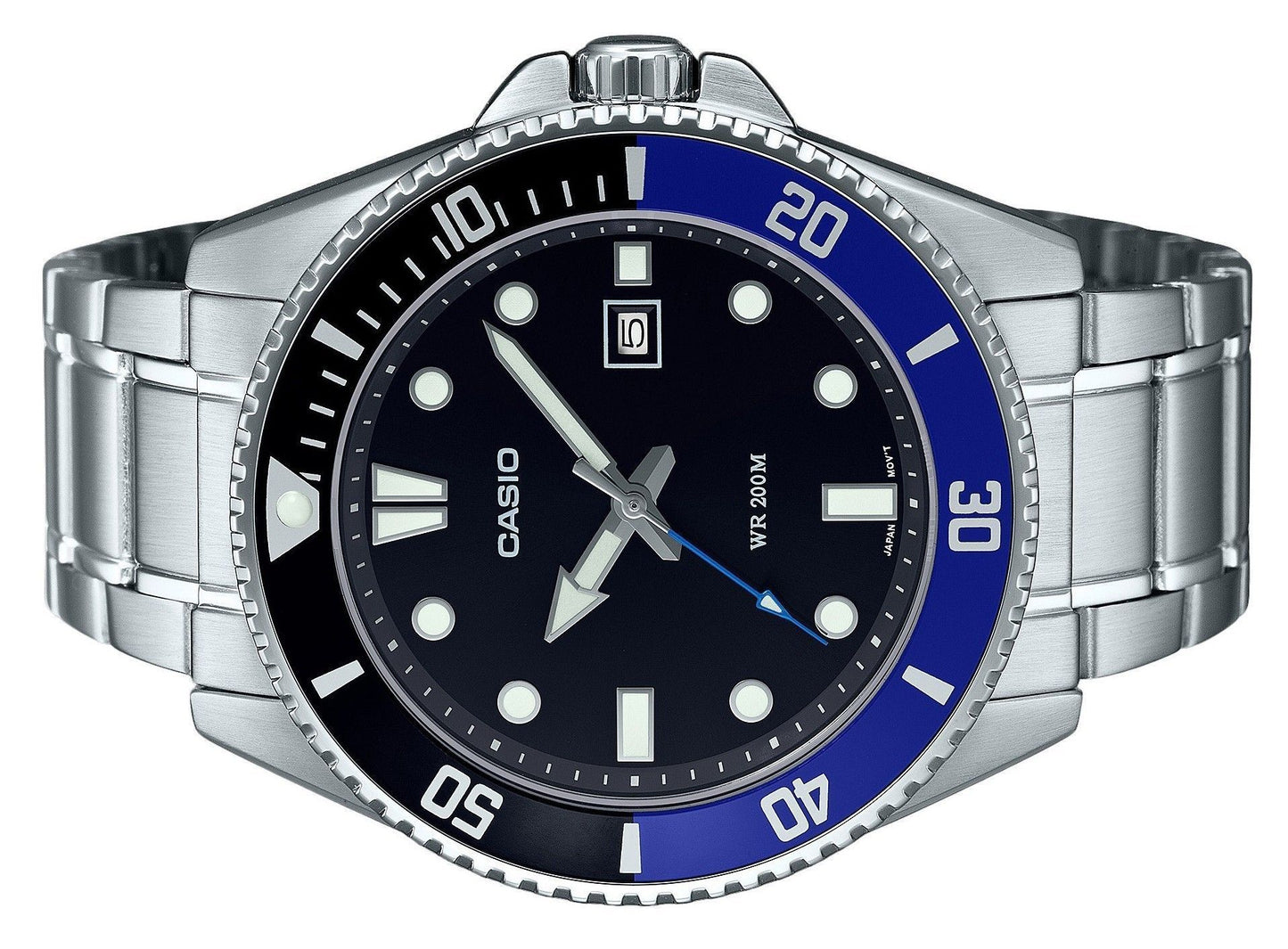 Casio Standard Analog Edelstahl Schwarzes Zifferblatt Quarz MDV-107D-1A2 200M Herrenuhr