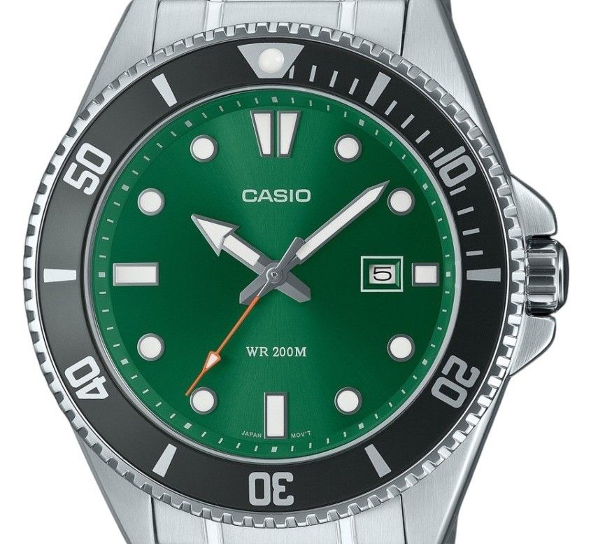 Casio Standard Analog Edelstahl Gr?nes Zifferblatt Quarz MDV-107D-3A2V 200M Herrenuhr