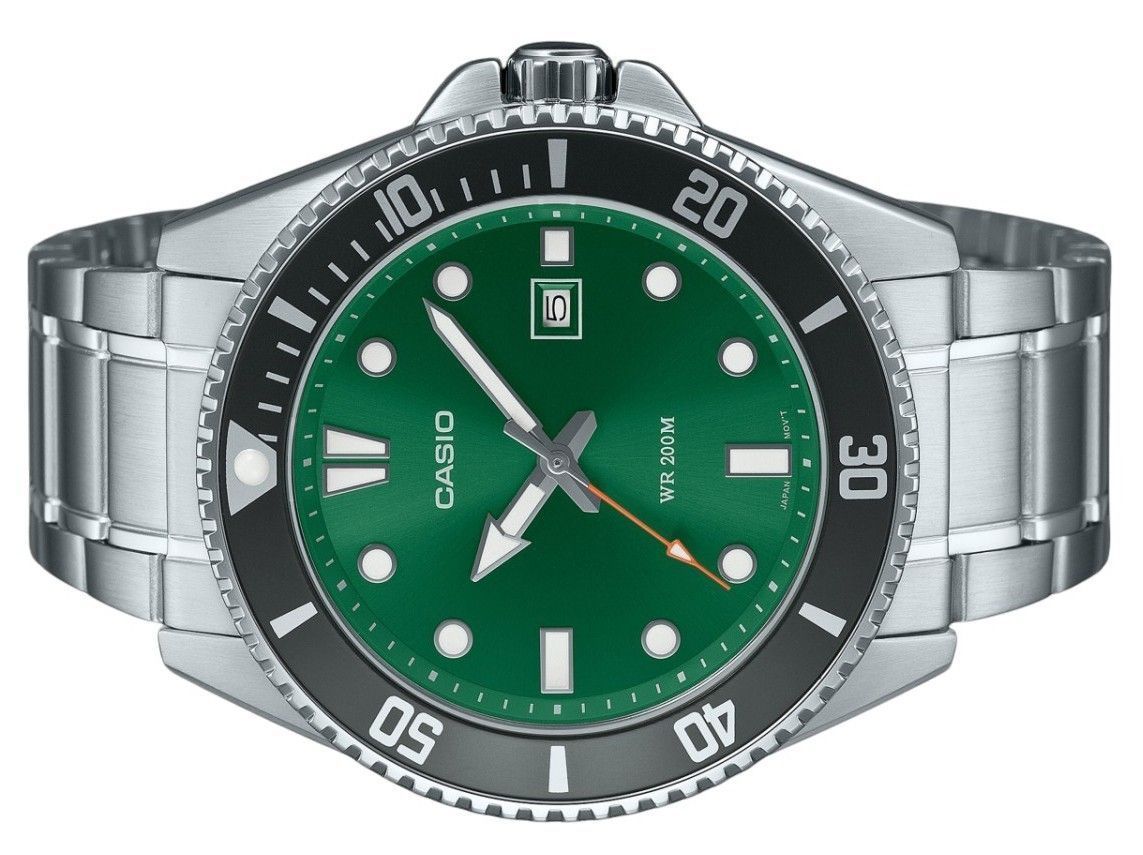 Casio Standard Analog Edelstahl Gr?nes Zifferblatt Quarz MDV-107D-3A2V 200M Herrenuhr