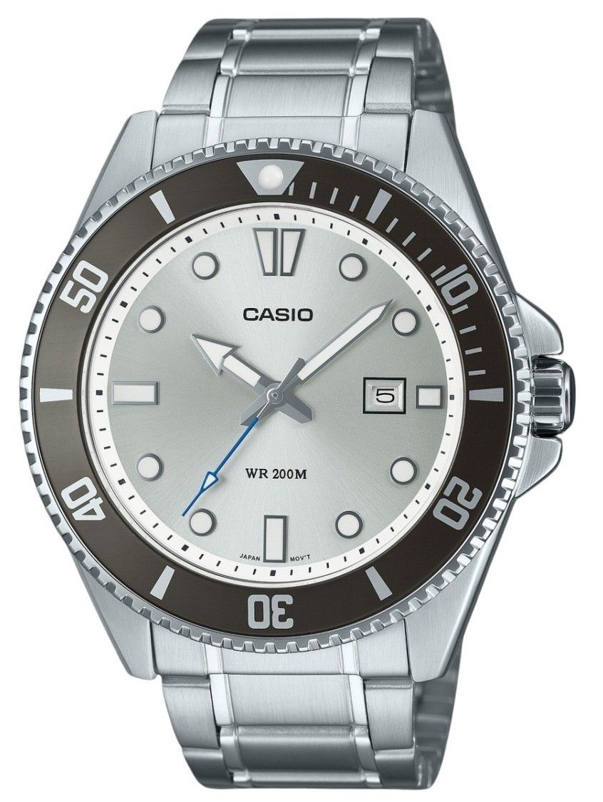 Casio Standard Analog Edelstahl Silberfarbenes Zifferblatt Quarz MDV-107D-7AV 200M Herrenuhr