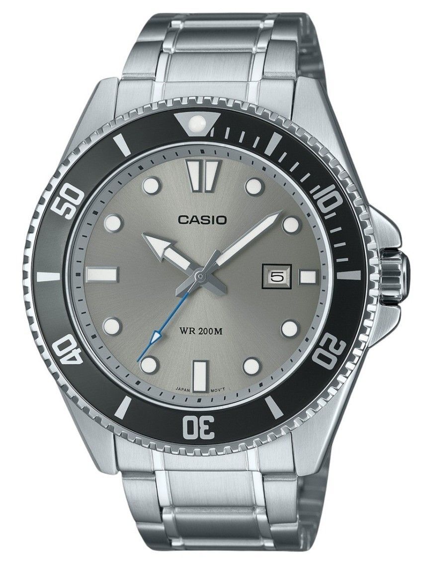 Casio Standard Analog Edelstahl Graues Zifferblatt Quarz MDV-107D-8AV 200M Herrenuhr