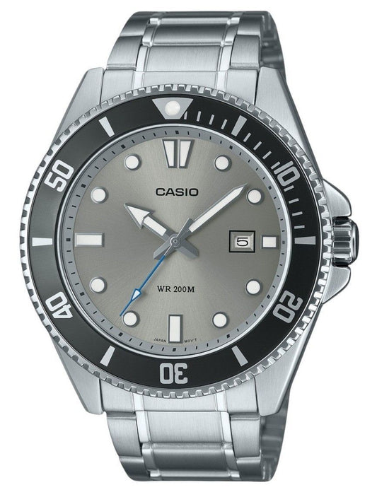 Casio Standard Analog Edelstahl Graues Zifferblatt Quarz MDV-107D-8AV 200M Herrenuhr