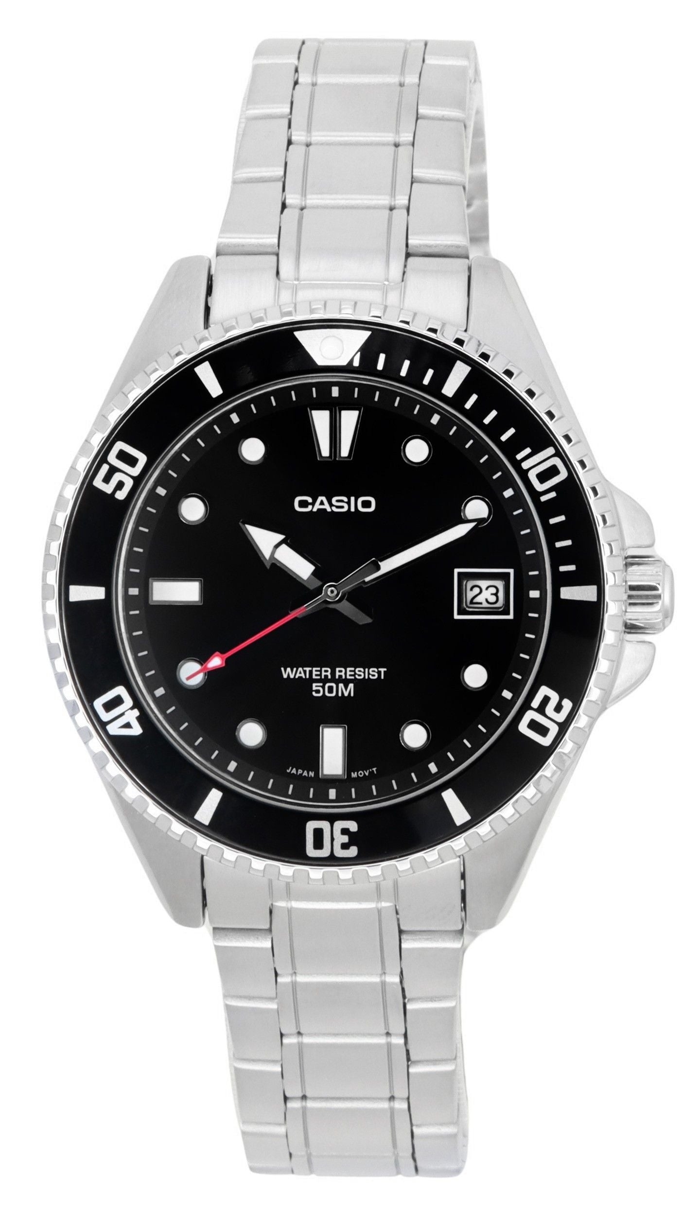 Casio Standard Analog Edelstahl Schwarzes Zifferblatt Quarz MDV-10D-1A1 Herrenuhr