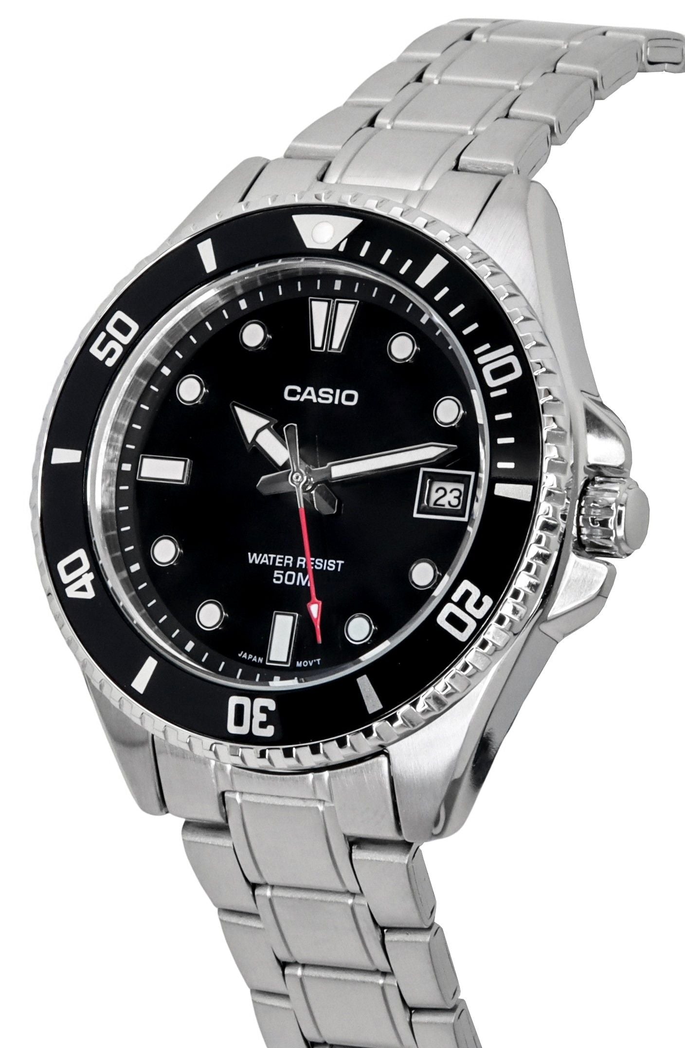 Casio Standard Analog Edelstahl Schwarzes Zifferblatt Quarz MDV-10D-1A1 Herrenuhr