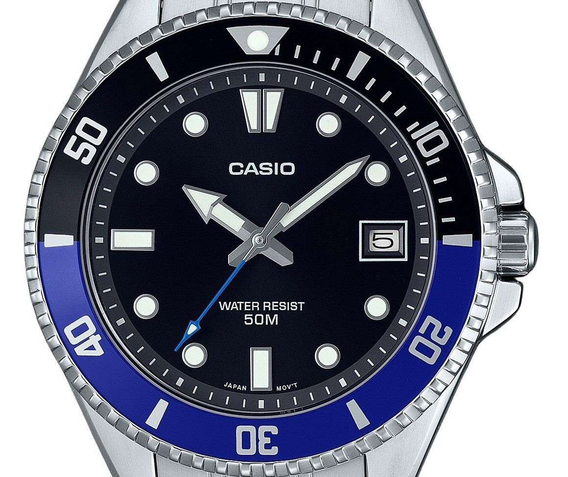 Casio Standard Analog Edelstahl Schwarzes Zifferblatt Quarz MDV-10D-1A2 Herrenuhr