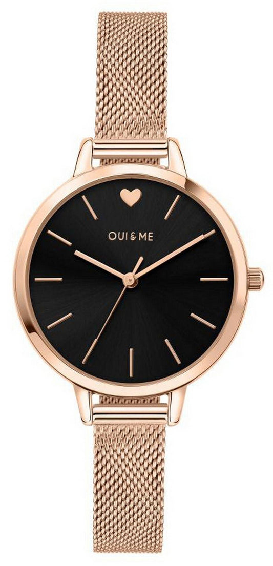 Oui & Me Petite Amourette Schwarzes Zifferblatt Rose Goldfarben Edelstahl Quarz ME010002 Damenuhr