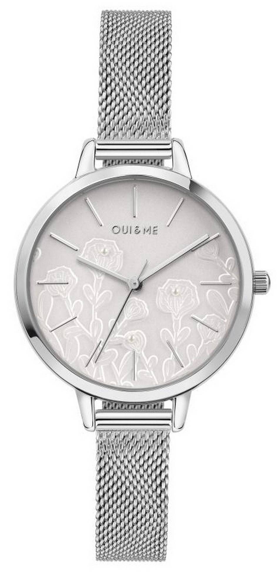Oui & Me Petite Fleurette Silberfarbenes Zifferblatt Edelstahl Quarz ME010127 Damenuhr