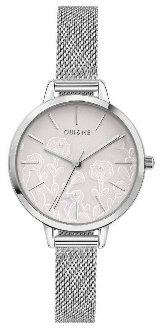 Oui & Me Petite Fleurette Silberfarbenes Zifferblatt Edelstahl Quarz ME010127 Damenuhr
